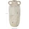 15.5" Cream Magnesium Oxide Antique Textured Amphora Decorative Vase with 2 Small Handles